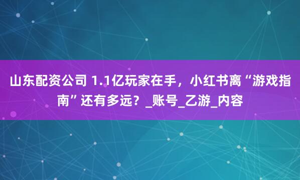 山东配资公司 1.1亿玩家在手，小红书离“游戏指南”还有多远？_账号_乙游_内容